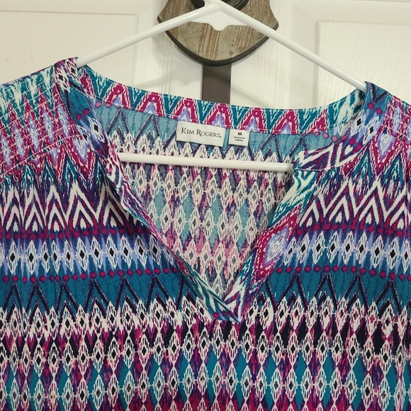 (410) Kim Roger's Woman's Long Sleeve Blouse, Size: Medium Color:Multi-colored - Picture 6 of 13